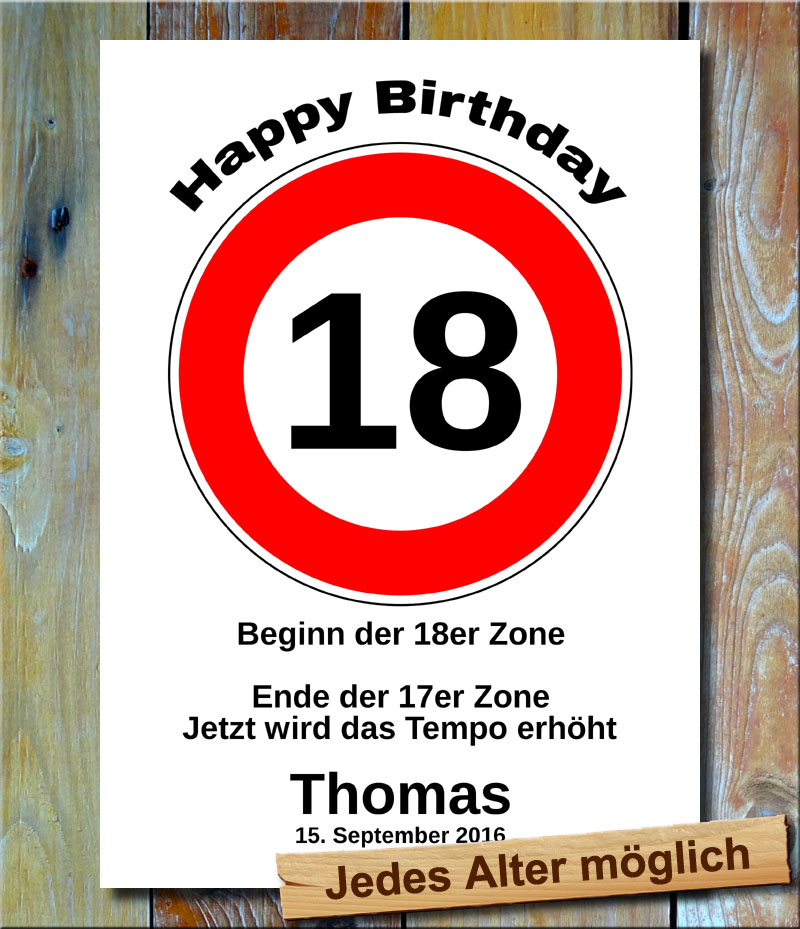 Tempolimit zum Geburtstag 18 Jahre