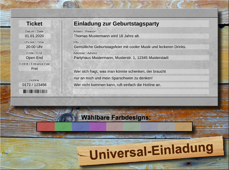 Schlichte Universal Einladungskarten Silbergrau