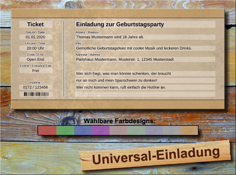 Schlichte Universal Einladungskarten Vintage