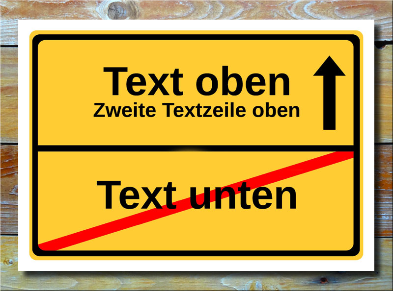 Ortsschild freier Text mit 3 Zeilen und 1 Pfeil