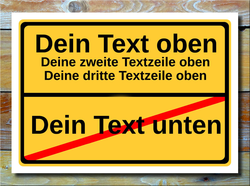 Ortsschild freier Text mit 4 Zeilen