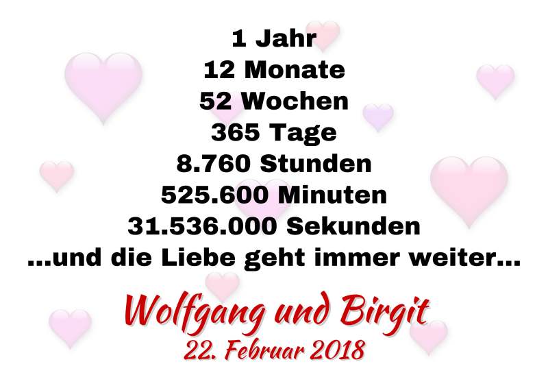 BEREITS 31536000 SEKUNDEN GEHT DIE LIEBE