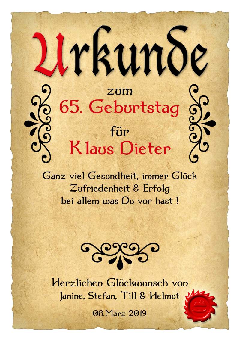 URKUNDE ZUM 66 GEBURTSTAG MIT DEM SPRUCH GANZ VIEL GESUNDHEIT IMMER VIEL GLUECK ZUFRIEDENHEIT UND ERFOLG BEI ALLEM WAS DU VOR HAST