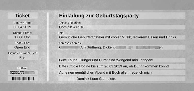 UNIVERSAL EINLADUNG ZUM GEBURTSTAG IN SILBER GRAU MIT FREIER TEXTGESTALTUNG