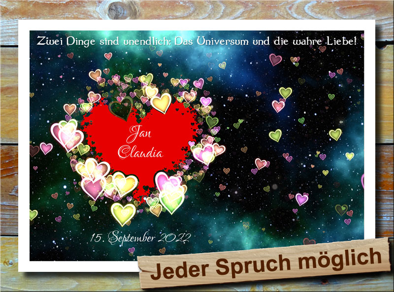 Rotes Herz im fernen Universum der Liebe