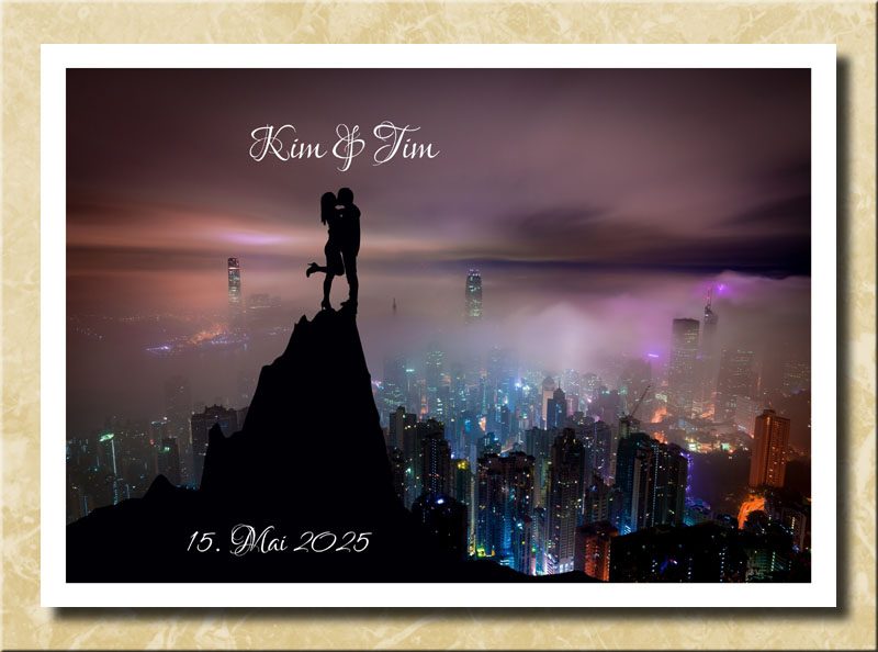 Love over Skyline - Grandioses Bild mit Wunschtext