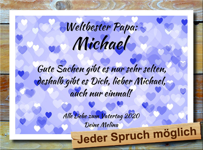 Geschenk zu Vatertag in blaue Herzchen